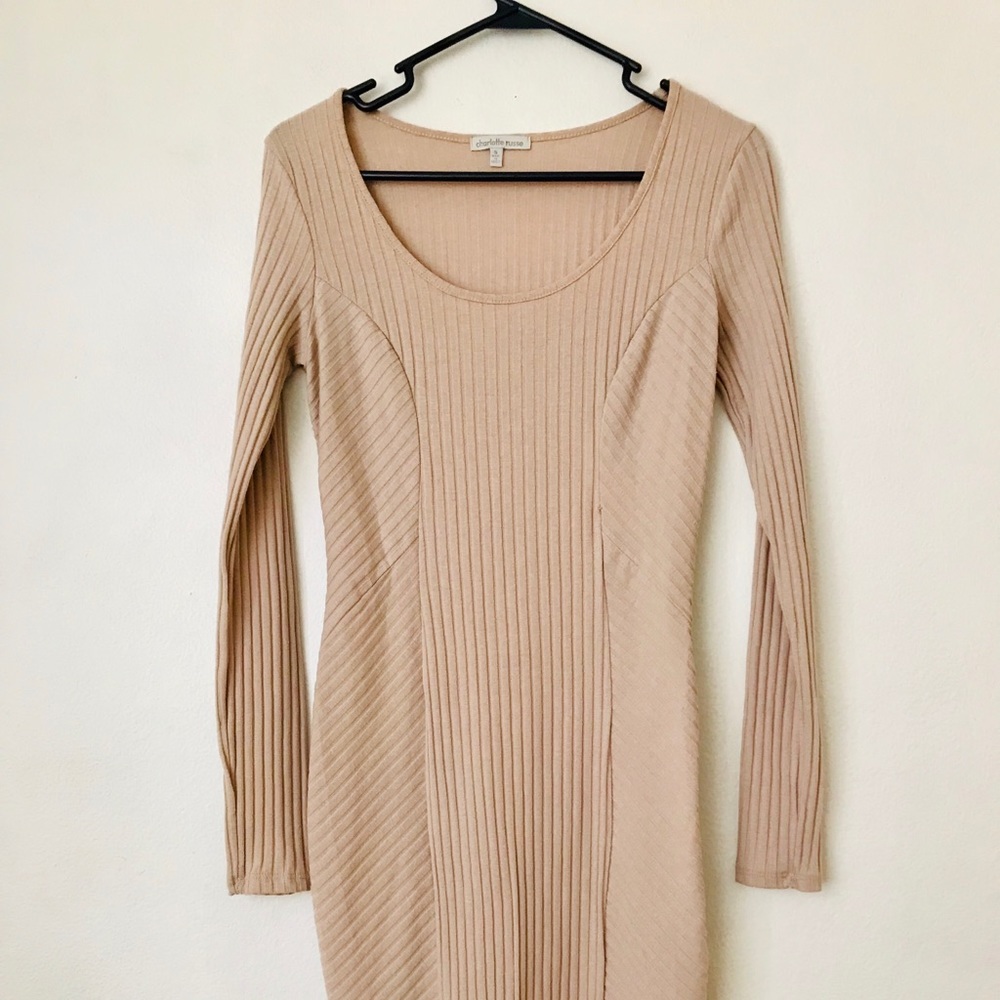Beige body con dress.